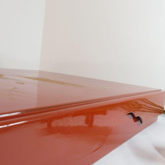 Ducks Japanese Lacquer Box, orange lacquer box, As